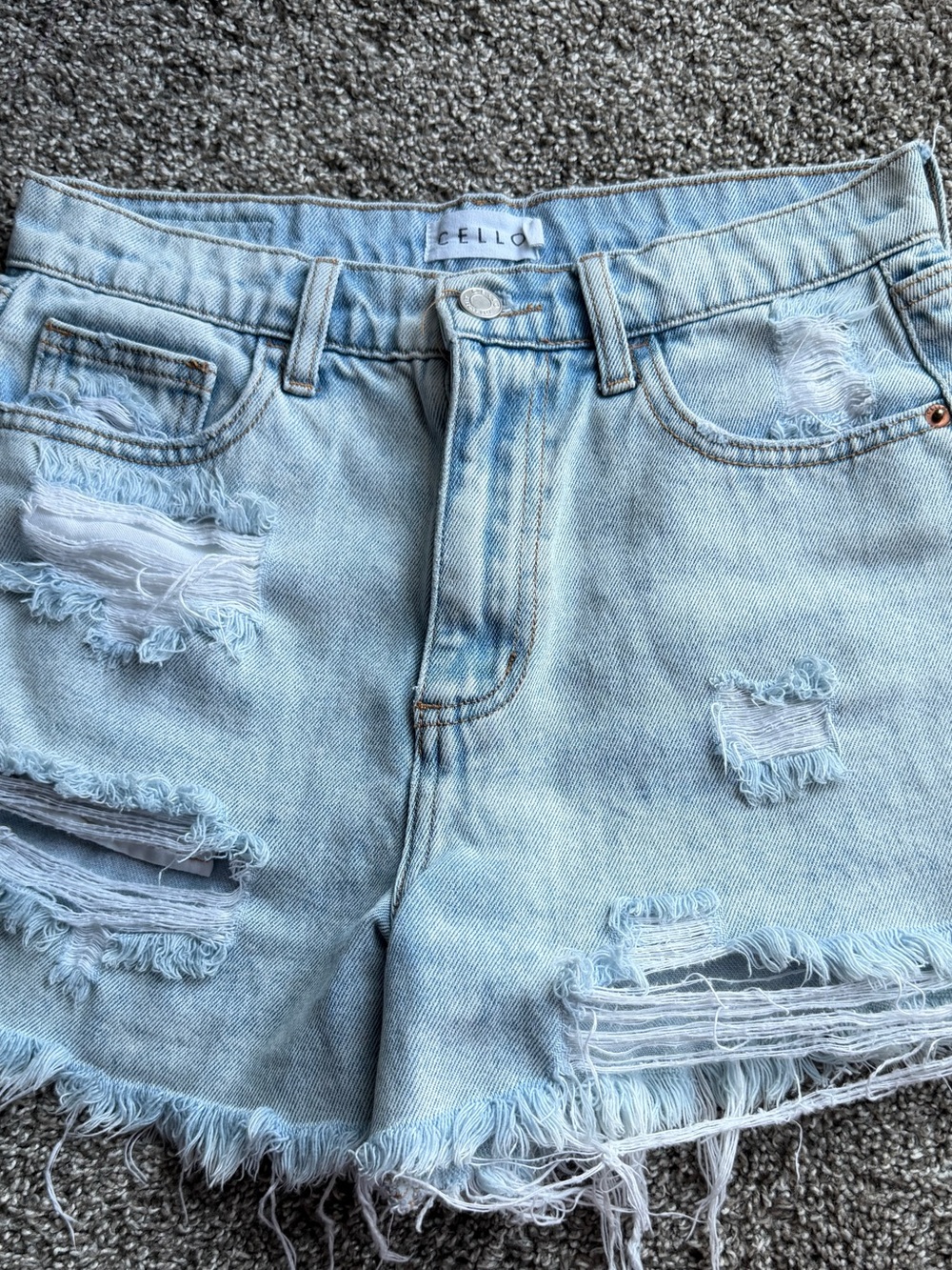 Cello Women's Light Blue Ripped Denim Shorts